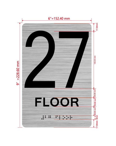 Floor 27 Sign with Raised Letters Hpd Sign