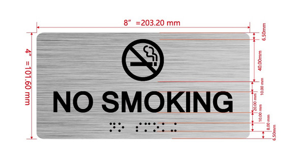 No Smoking With Sign with Raised Letters Hpd Sign