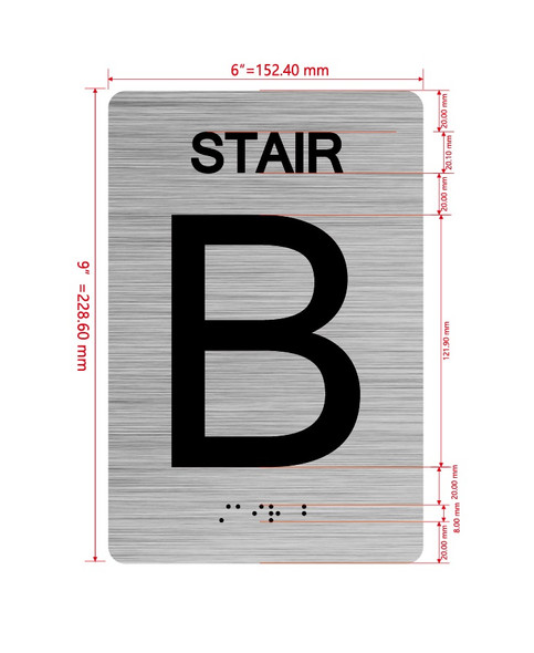 Stair B sign With Sign with Raised Letters Hpd Sign