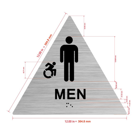 Men Restroom Accessible With Sign with Raised Letters Ada Sign