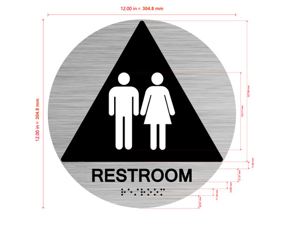 Restroom With Sign with Raised Letters Hpd Sign