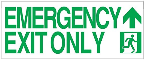 EMERGENCY EXIT ONLY ARROW up SIGN-Glow-In-The-Dark