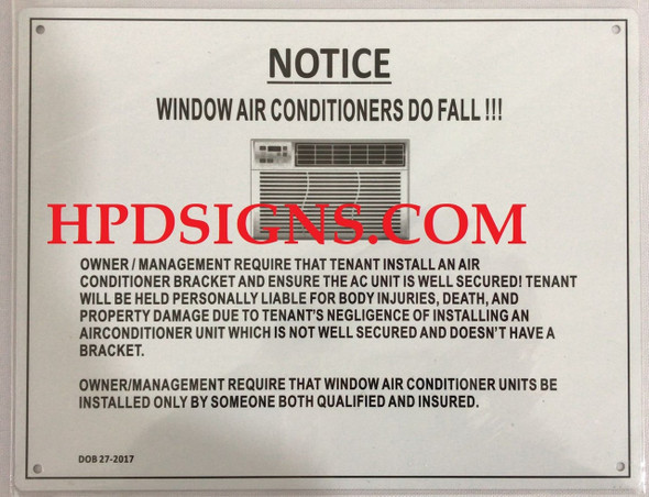 WINDOW AIR CONDITIONERS DO FALL SIGN  Sign