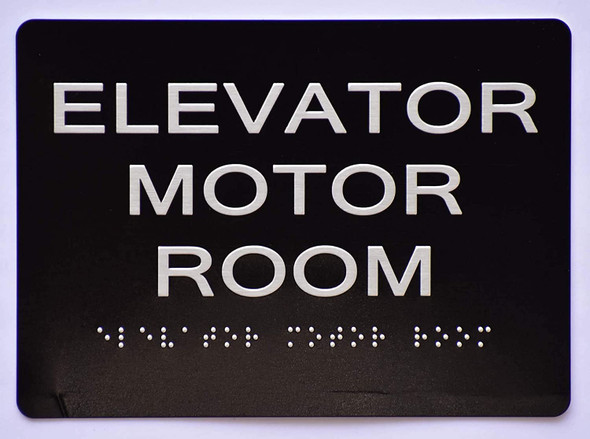 Elevator Motor Room  Signage Black ,
