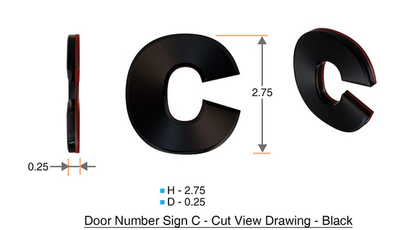 1 PCS - Apartment Number /Mailbox Number , Door Number . Letter C