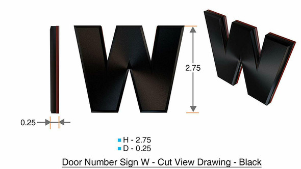 1 PCS - Apartment Number /Mailbox Number , Door Number . Letter W