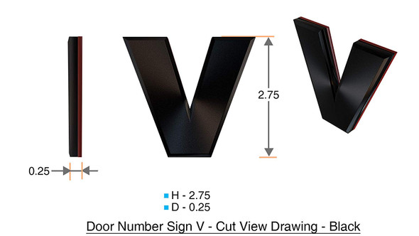 1 PCS - Apartment Number /Mailbox Number , Door Number . Letter V