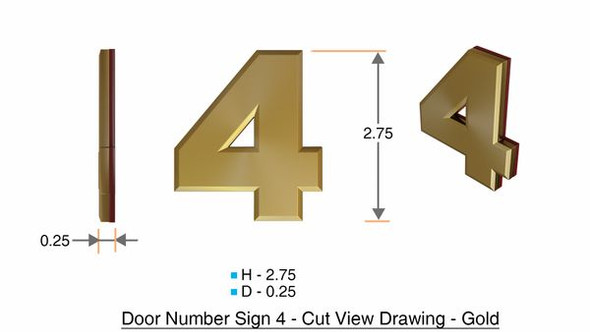 Apartment Number  Signage/Mailbox Number  Signage, Door Number  Signage. Number 4,3D, Size