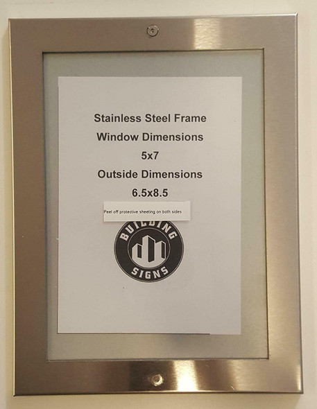 buildingsigns.com Elevator Certificate Frame 5x7 Stainless