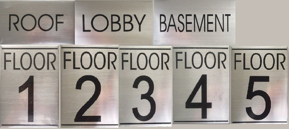 FLOOR NUMBER FOUR set SIGN - BRUSHED
