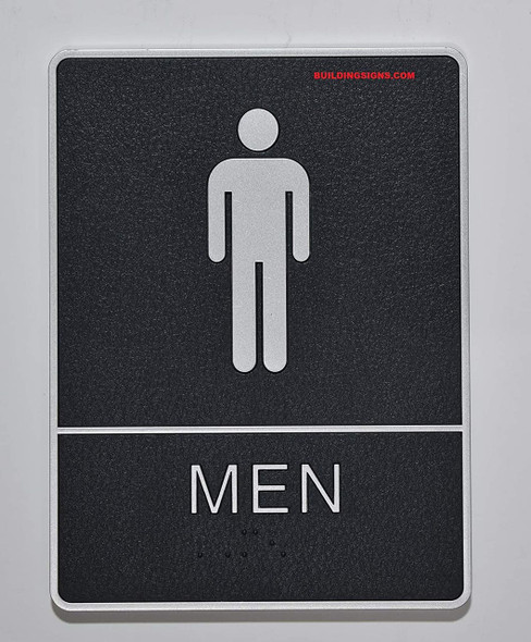 ADA Men Restroom  Signage with Braille and Double Sided Tap