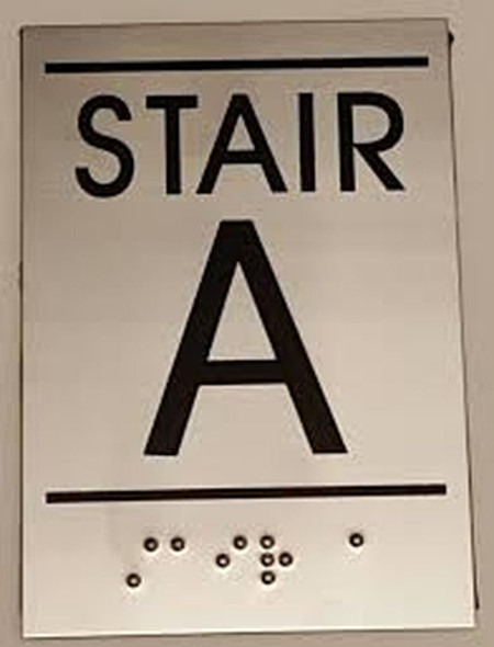Floor number  Signage STAIR A - BRAILLE-STAINLESS STEEL