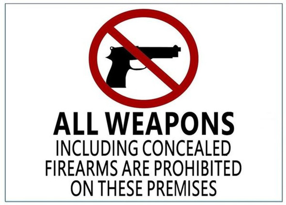 Concealed Carry Sign -With two sided tape