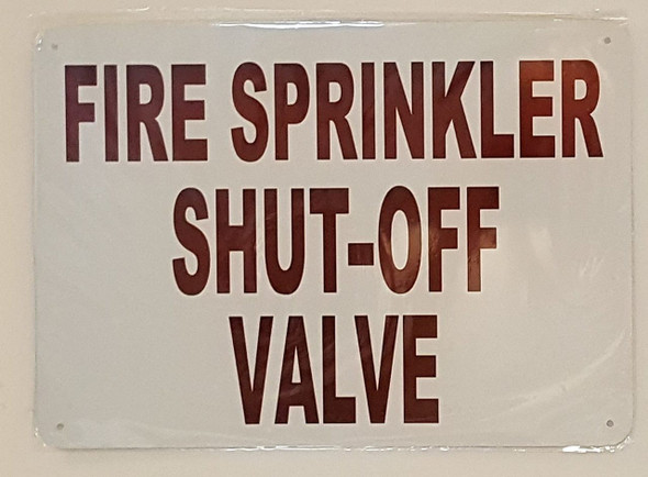 Fire Sprinkler Shut-Off Valve    Signage