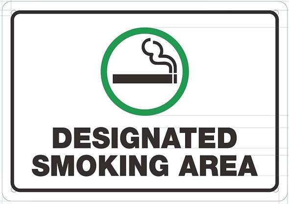 Designated Smoking Area Safety Sign