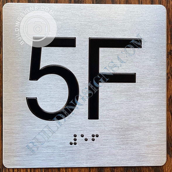 Apartment Number 5F  with Braille and Raised Number Sign