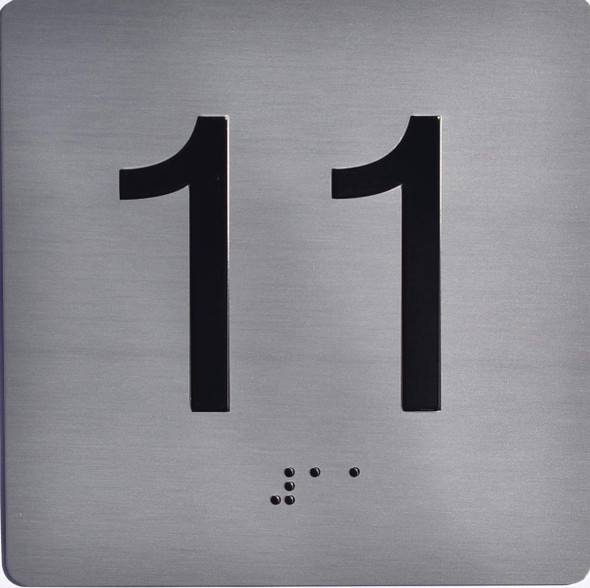 Apartment Number 11 Sign with Braille and Raised Number