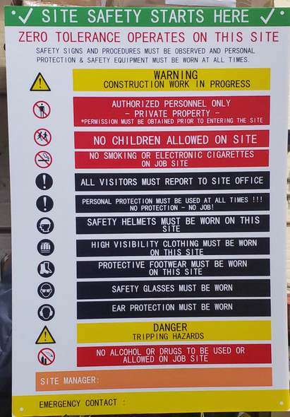 SITE SAFETY RULES SIGN