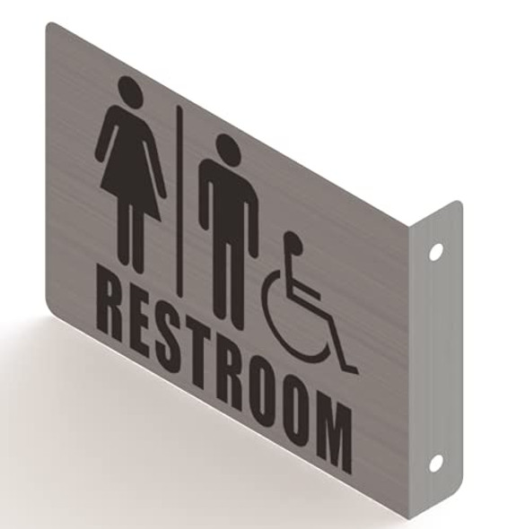 Restroom ACCESSIBLE Projection Sign-ACCESSABLE Restroom 3D Sign Brush Aluminium,