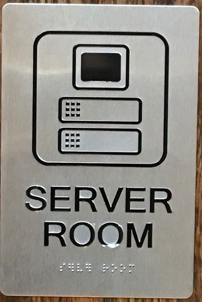 Server Room Signage -Braille Signage with Raised Tactile Graphics and Letters