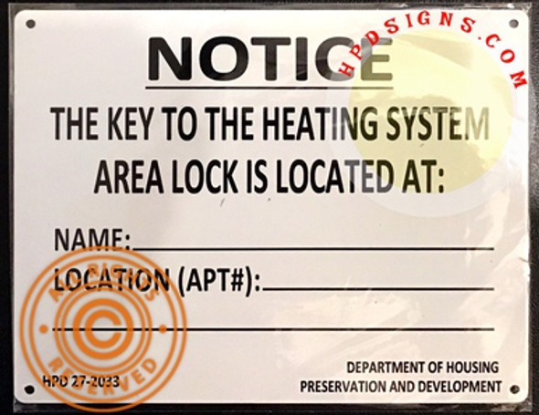 KEY TO THE HEATING SYSTEM SIGN