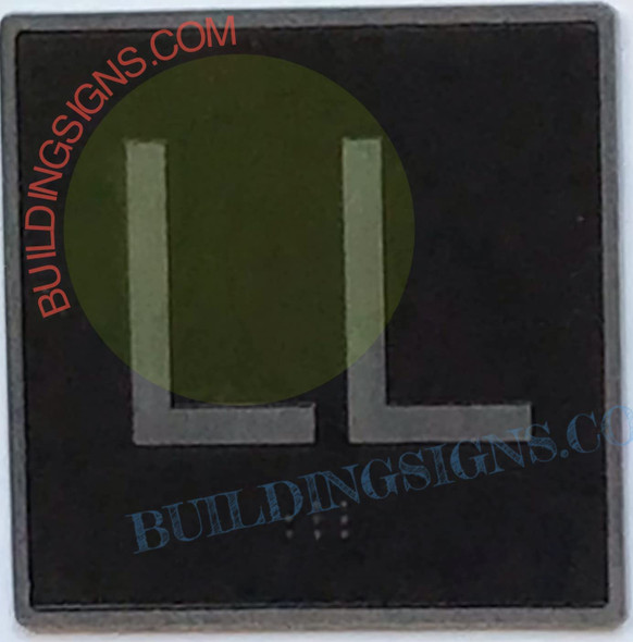 ELEVATOR FLOOR NUMBER LL SIGN- ELEVATOR JAMB PLATE FLOOR LL SIGN