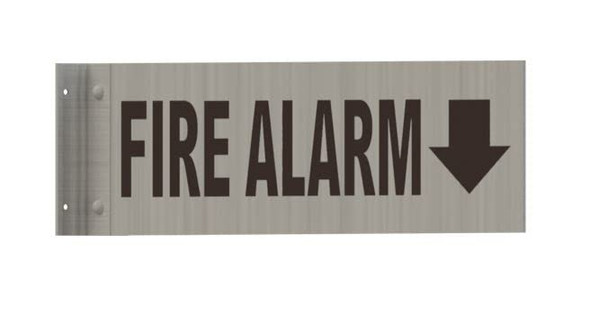 FIRE Alarm Arrow Down SIGN-Two-Sided/Double Sided Projecting, Corridor and Hallway SIGN