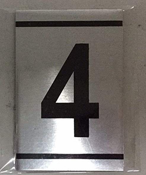 NUMBER  Signage -4 -BRUSHED ALUMINUM