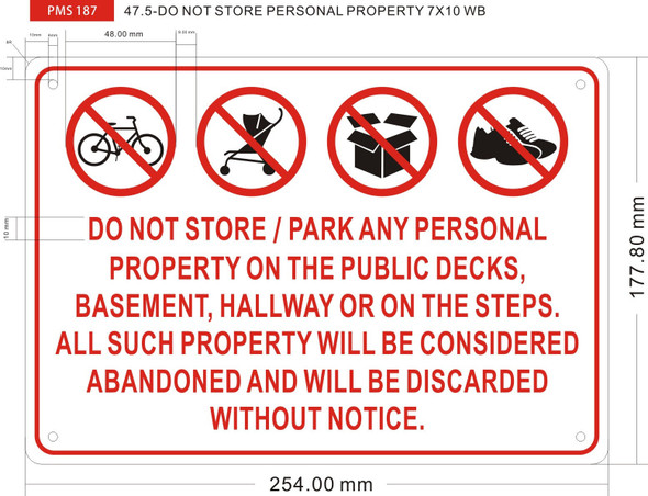 DO NOT STORE PERSONAL PROPERTY SIGNAGE