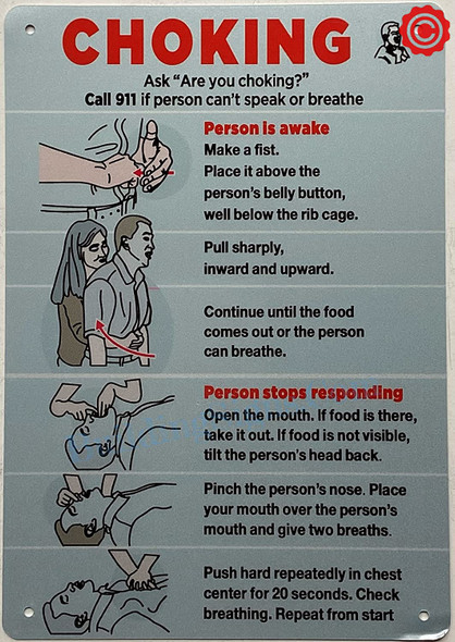 CHOKING POSTER SIGN- Resturant choking sign