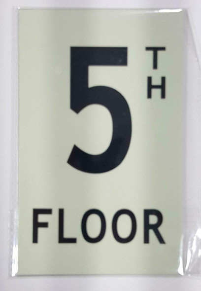 Floor number Five 5) Sign HEAVY DUTY / GLOW IN THE DARK