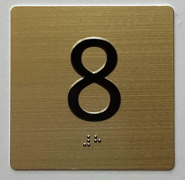 8TH FLOOR Elevator Jamb Plate sign With Braille and raised number-Elevator FLOOR 8 number sign  - The sensation line