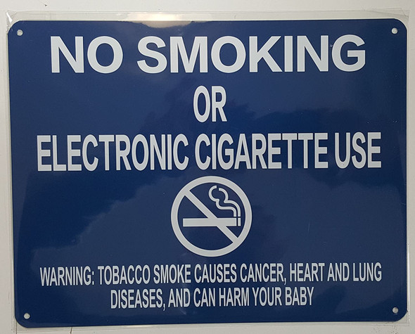 NYC Smoke Free Act  Signage"No Smoking or Electric Cigarette Use" + Warning