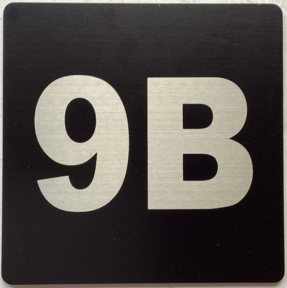 Apartment number 9B sign