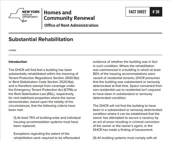 Fact Sheet #38: Substantial Rehabilitation Hpd