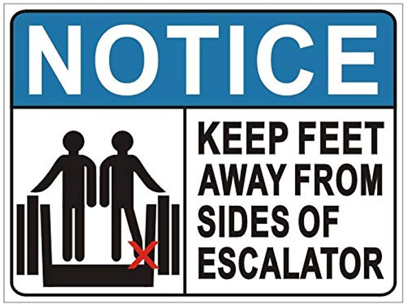 Keep Feet Away from Sides of Escalator Sign