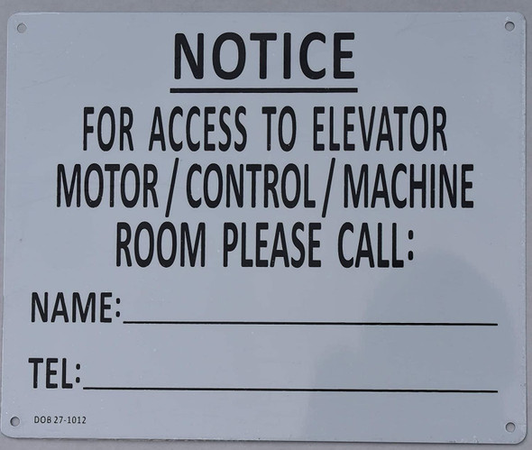 Elevator Motor/Control/Machine Notice for Access