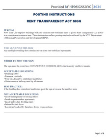 RENT TRANSPARENCY ACT -POSTING INSTRUCTION