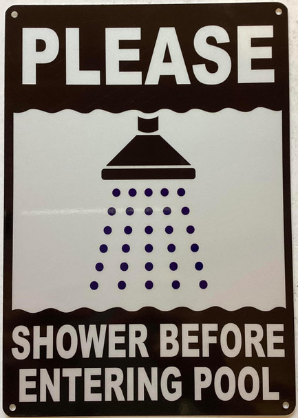 PLEASE SHOWER BEFORE ENTERING POOL SIGN