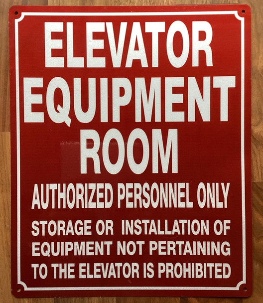 ELEVATOR EQUIPMENT ROOM SIGN