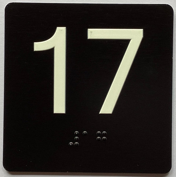 ELEVATOR FLOOR NUMBER THE LEXINGTON AVE LINE (17TH FLOOR) SIGN
