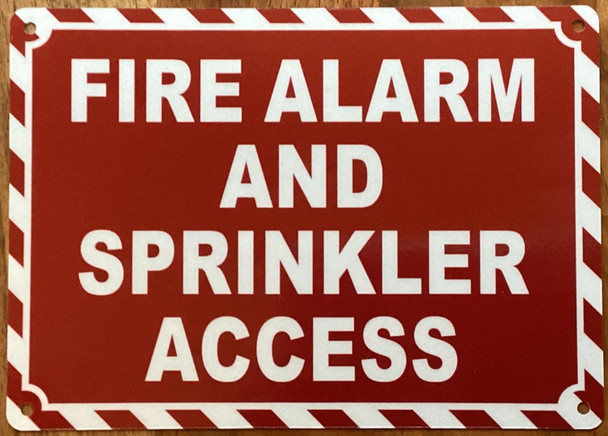 FIRE ALARM AND SPRINKLER ACCESS SIGN -ZEBRA LINE