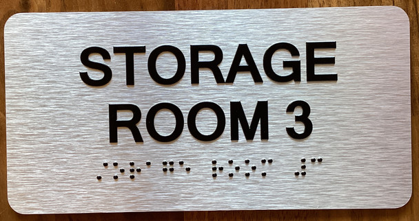 Storage Room 3 Sign with Raised Letters & Grade 2 Sign