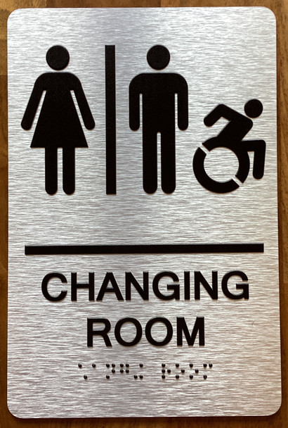 Changing Room Sign with Raised Letters & Grade 2 Sign