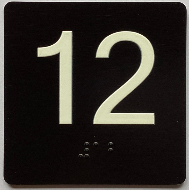 Elevator 12 Sign Elevator Jamb Plate Sign