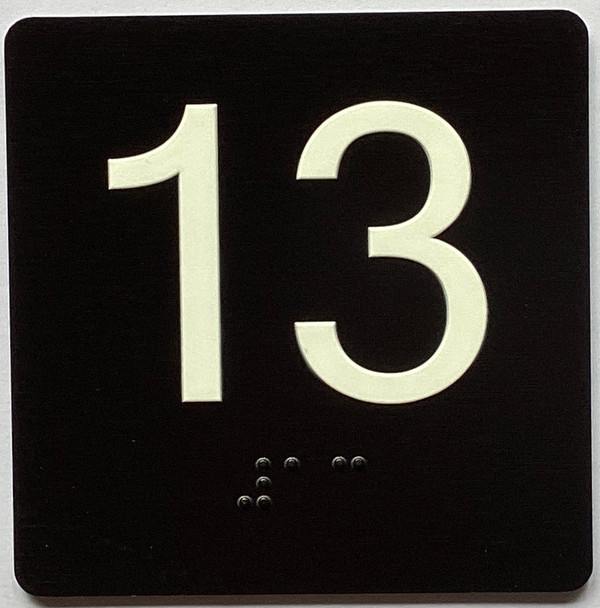 Elevator 13 Sign Elevator Jamb Plate Sign
