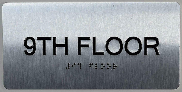 9th Floor Sign- Floor Number Tactile Touch Braille Sign