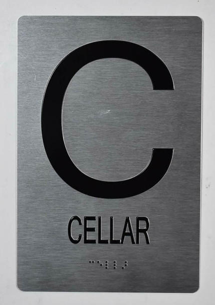 Cellar Floor Number Sign -Tactile Touch Braille Sign