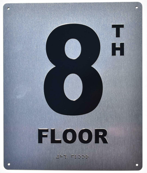 8TH Floor Sign- Floor Number Sign- Tactile Touch Braille Sign