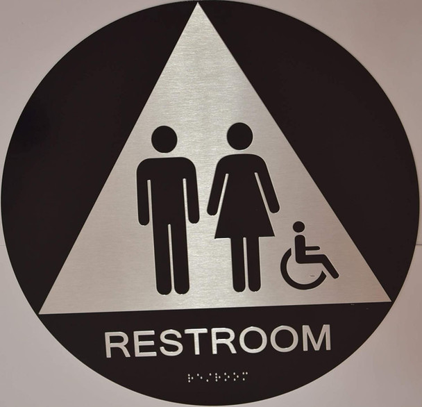 Unisex ACCESSIBLE Restroom CA  Sign